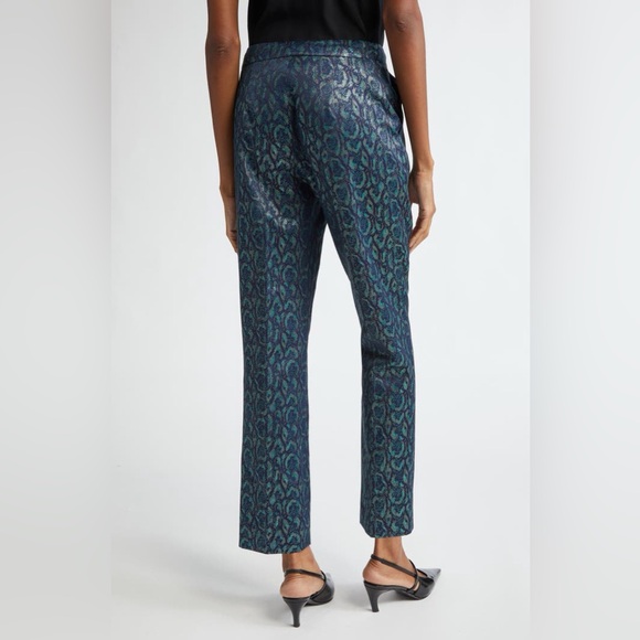L’AGENCE Rebel Metallic Teal Jacquard Pants Size 8 NWT - Picture 4 of 4